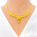 Shiny Paisley Accented 22k Gold Necklace Set