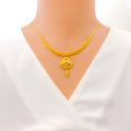 Striped Feathered 22k Gold Necklace Set