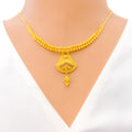 Striped Feathered 22k Gold Necklace Set