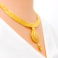 Decorative Floral Drop 22k Gold Necklace Set