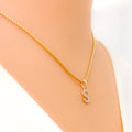 S Diamond Letter + 18k Gold Pendant 
