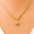M Diamond Letter + 18k Gold Pendant 