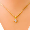 N Diamond Letter + 18k Gold Pendant