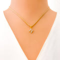N Diamond Letter + 18k Gold Pendant