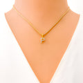 P Diamond Letter + 18k Gold Pendant 