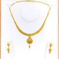 Decorative Floral Drop 22k Gold Necklace Set