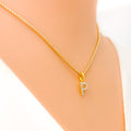 P Diamond Letter + 18k Gold Pendant 