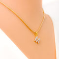 M Diamond Letter + 18k Gold Pendant 