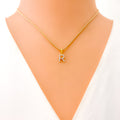 R Diamond Letter + 18k Gold Pendant 