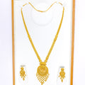 Decorative Dangling Tasseled 22k Gold Necklace Set 