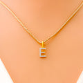 E Diamond Letter + 18k Gold Pendant 