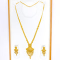 Festive Floral Fanned 22k Gold Necklace Set 