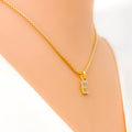 E Diamond Letter + 18k Gold Pendant 