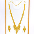 Floral U Shaped 22k Gold Long Patta Necklace Set 