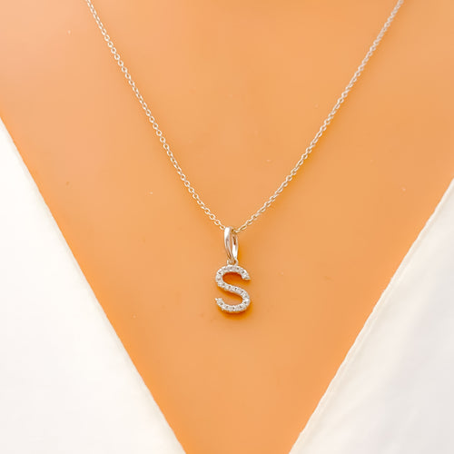S Diamond Letter + 18k Gold Pendant 