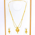 Shimmering Dangling Chand 22k Gold Necklace Set 