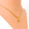 B Diamond Letter + 18k Gold Pendant 