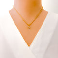 O Diamond Letter + 18k Gold Pendant 