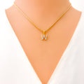 W Diamond Letter + 18k Gold Pendant 