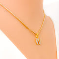W Diamond Letter + 18k Gold Pendant 