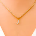 J Diamond Letter + 18k Gold Pendant 