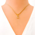 C Diamond Letter + 18k Gold Pendant 