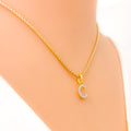 C Diamond Letter + 18k Gold Pendant 