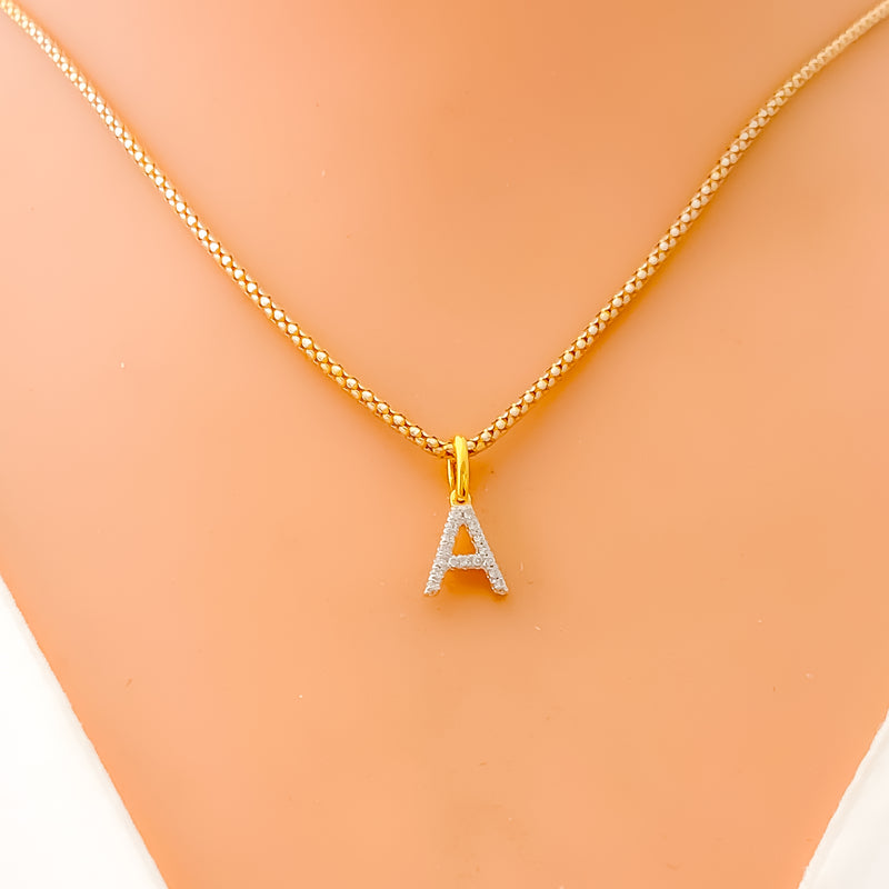 A Diamond Letter + 18k Gold Pendant 
