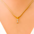 I Diamond Letter + 18k Gold Pendant 