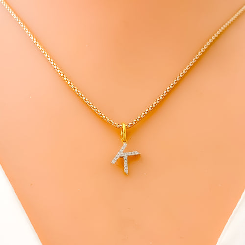 K Diamond Letter + 18k Gold Pendant 