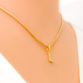 L Diamond Letter + 18k Gold Pendant 
