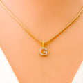 G Diamond Letter + 18k Gold Pendant 
