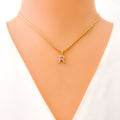 R Diamond Letter + 18k Gold Pendant 