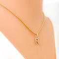 R Diamond Letter + 18k Gold Pendant 
