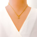 D Diamond Letter + 18k Gold Pendant 