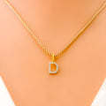 D Diamond Letter + 18k Gold Pendant 