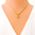 D Diamond Letter + 18k Gold Pendant 
