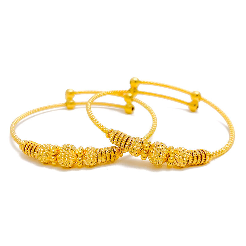 Refined Dotted 22k Gold Baby Bangle Pair 