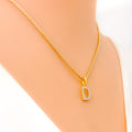 D Diamond Letter + 18k Gold Pendant 
