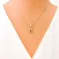 R Diamond Letter + 18k Gold Pendant 