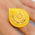Extravagant Checkered 22k Gold Pear Statement Ring 