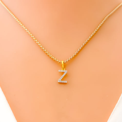 Z Diamond Letter + 18k Gold Pendant 