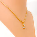 Z Diamond Letter + 18k Gold Pendant 