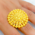 Textured Floral Heart 22k Gold Statement Ring 