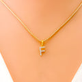 F Diamond Letter + 18k Gold Pendant 