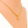F Diamond Letter + 18k Gold Pendant 