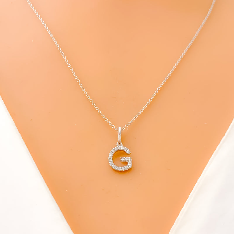G Diamond Letter + 18k Gold Pendant 