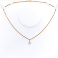 N Diamond Letter + 18k Gold Pendant