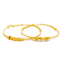 Dainty Oval Bead 22k Gold Bangle Bracelet Pair