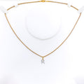 R Diamond Letter + 18k Gold Pendant 